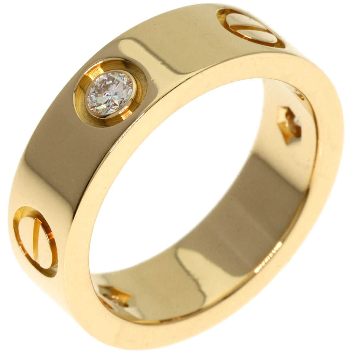 CARTIER   love ring half diamond # 49 Ring  K18 Yellow Gold Ladies [Used]