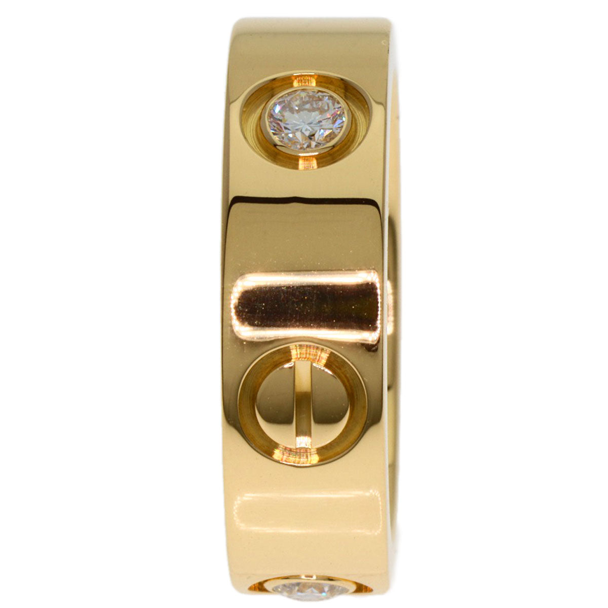 CARTIER   love ring half diamond # 49 Ring  K18 Yellow Gold Ladies [Used]