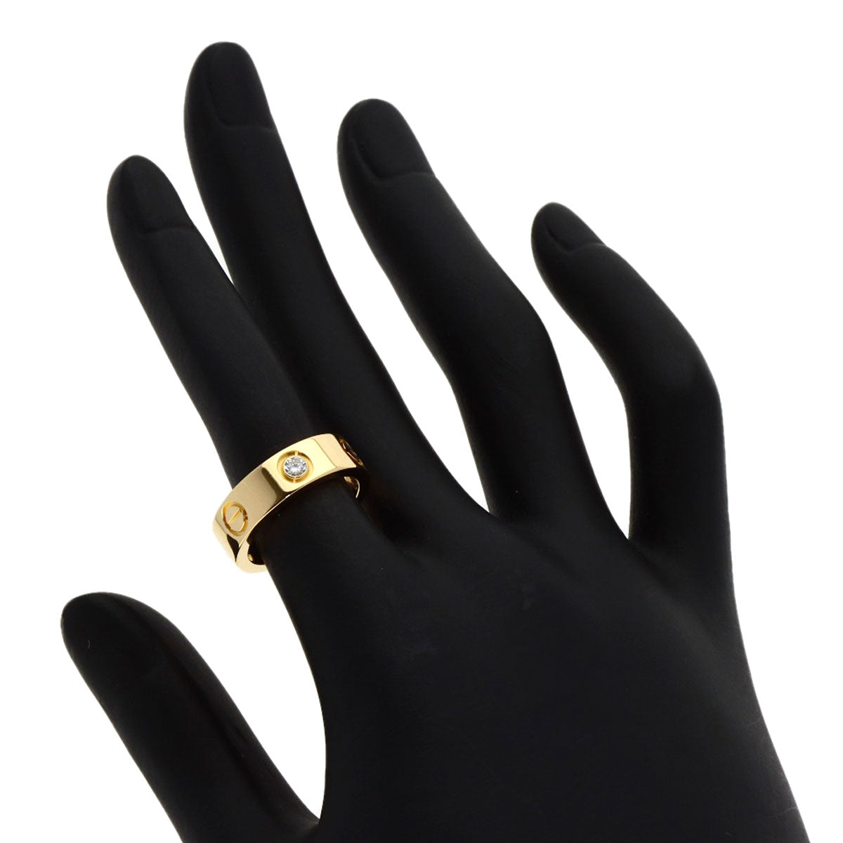 CARTIER   love ring half diamond # 49 Ring  K18 Yellow Gold Ladies [Used]