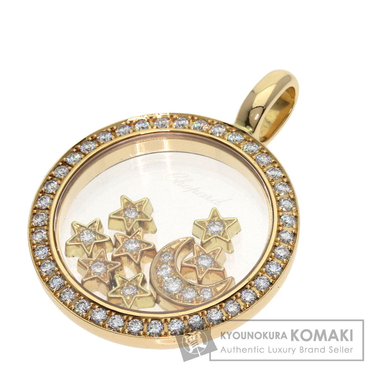 Chopard   Happy Diamond Moon Star Pendant top  K18 Yellow Gold Ladies [Used]
