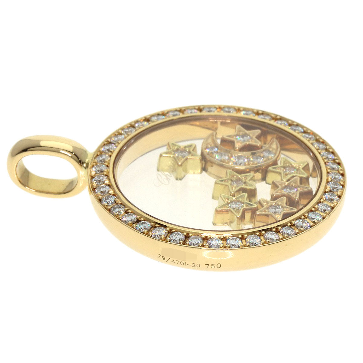 Chopard   Happy Diamond Moon Star Pendant top  K18 Yellow Gold Ladies [Used]