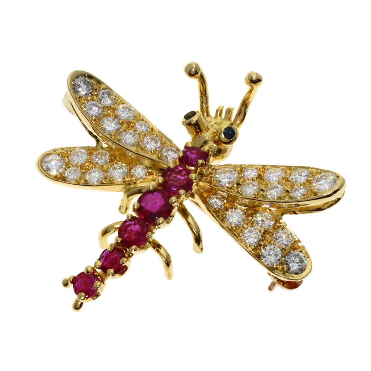 TIFFANY&Co. Dragonfly Diamond Ruby Brooch K18 Yellow Gold Ladies [Used]