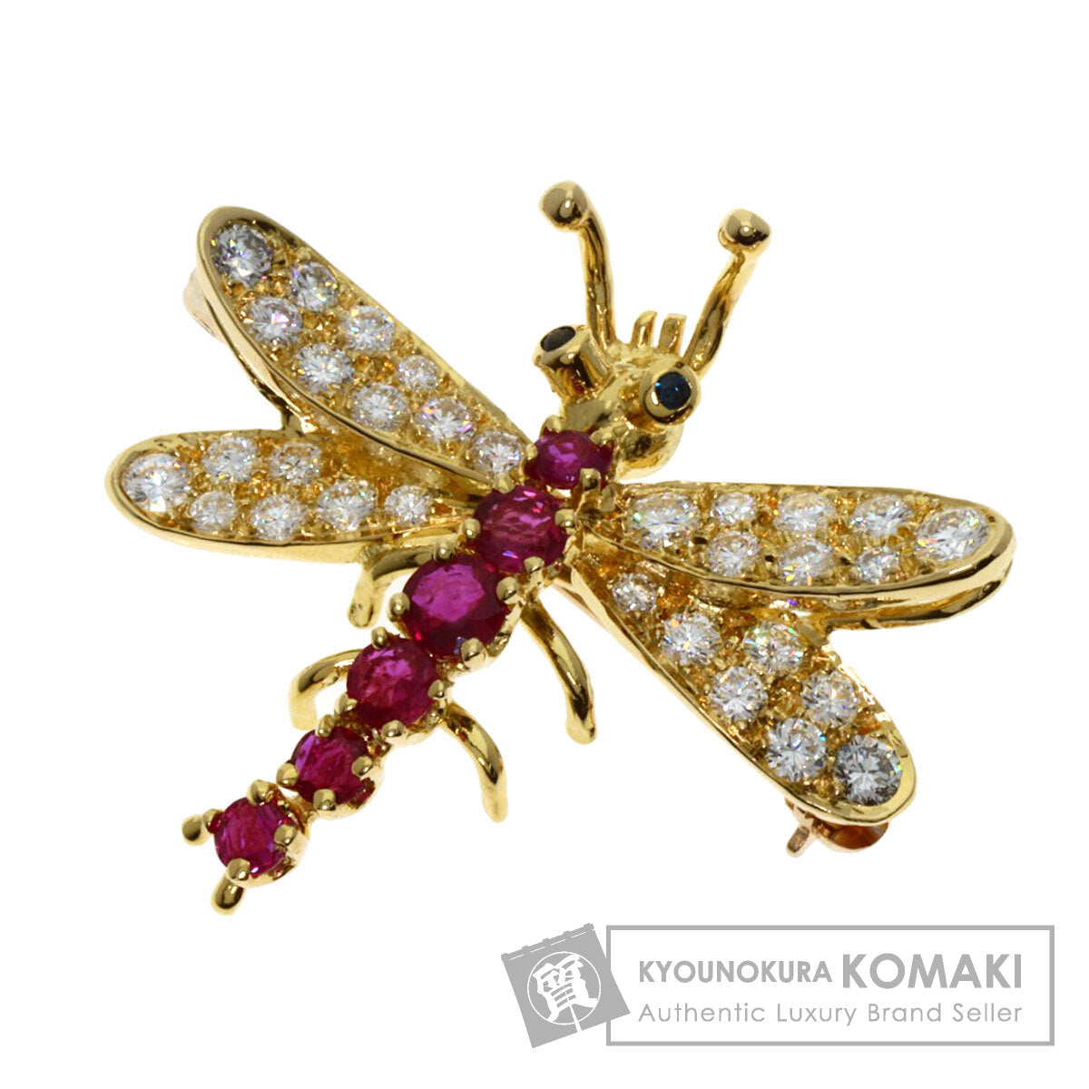 TIFFANY&Co. Dragonfly Diamond Ruby Brooch K18 Yellow Gold Ladies [Used]