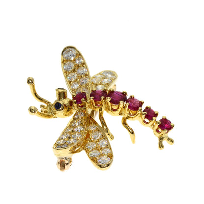 TIFFANY&Co. Dragonfly Diamond Ruby Brooch K18 Yellow Gold Ladies [Used]