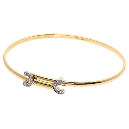 CARTIER Vintage 2C Diamond Bracelet K18 Yellow Gold Ladies [Used]