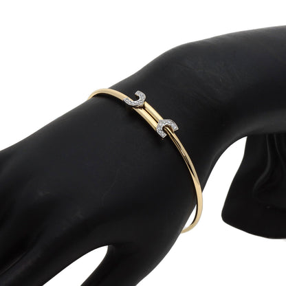 CARTIER Vintage 2C Diamond Bracelet K18 Yellow Gold Ladies [Used]