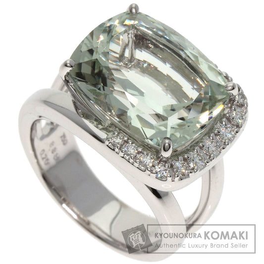 タサキ グリーンクォーツ ダイヤモンド リング・指輪 K18ホワイトゴールド レディース 【中古】【TASAKI】