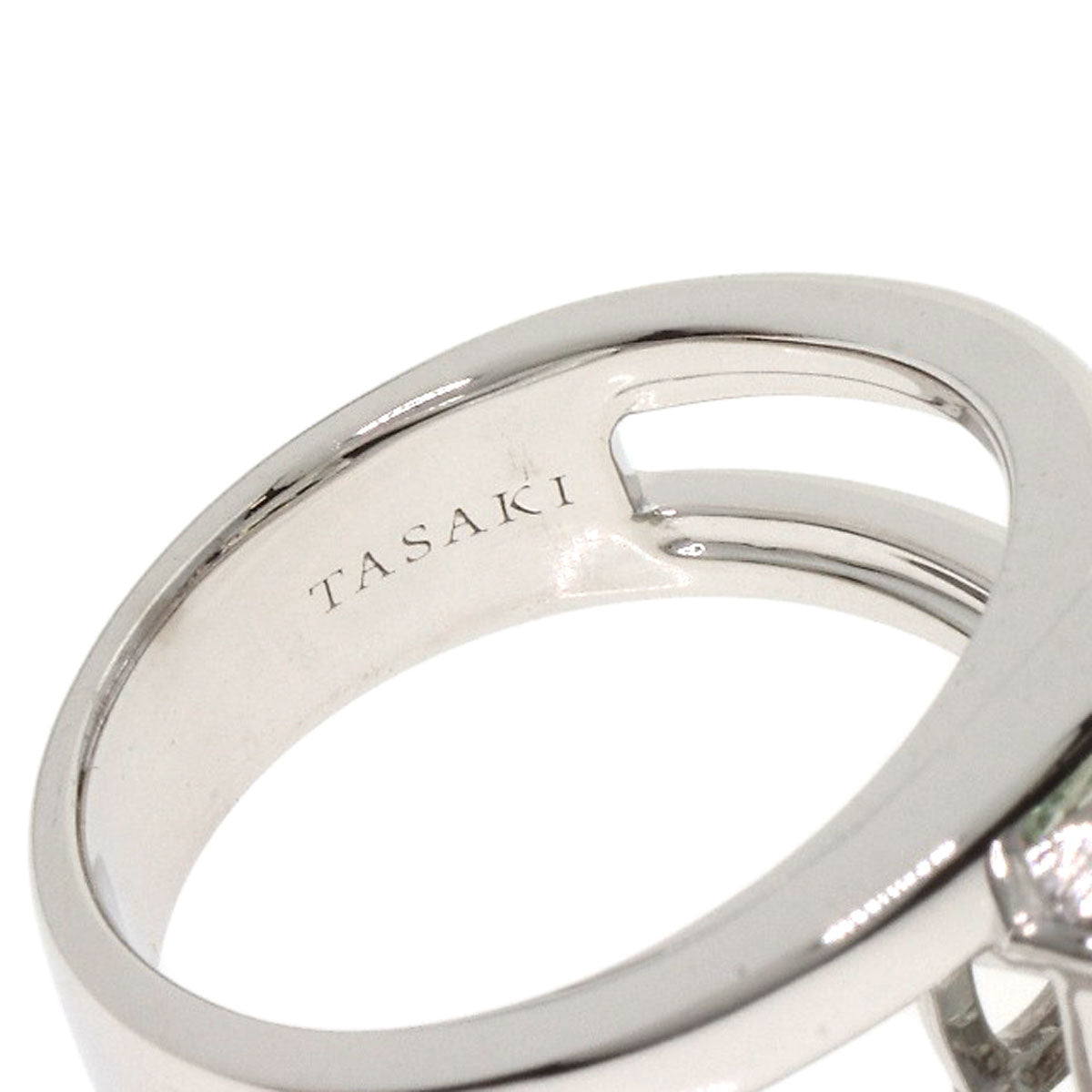 タサキ グリーンクォーツ ダイヤモンド リング・指輪 K18ホワイトゴールド レディース 【中古】【TASAKI】