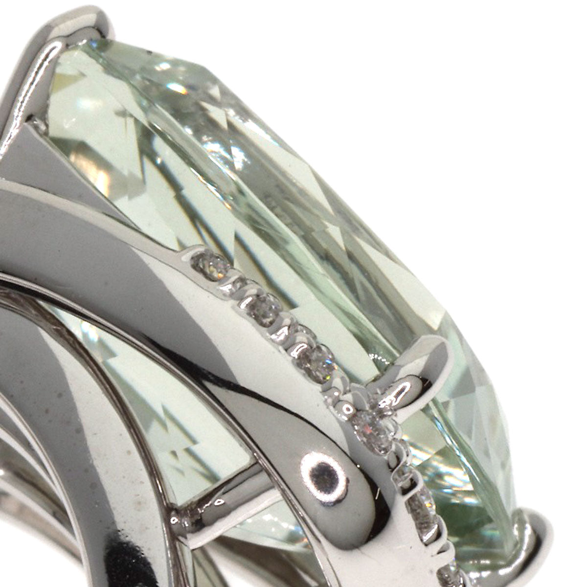 タサキ グリーンクォーツ ダイヤモンド リング・指輪 K18ホワイトゴールド レディース 【中古】【TASAKI】