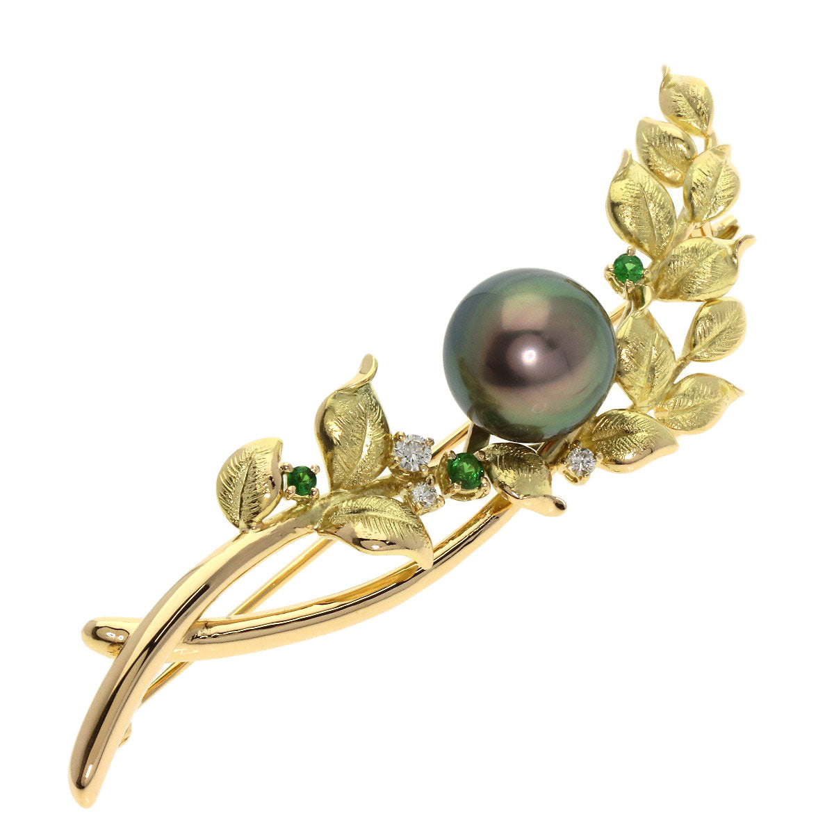 TASAKI Pearl Pearl Diamond Brooch K18 Yellow Gold Ladies [Used]