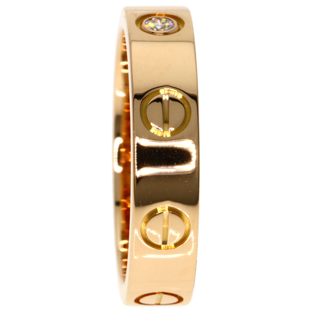 CARTIER mini love ring 1P Diamond #47 Ring K18 Pink Gold Ladies [Used]