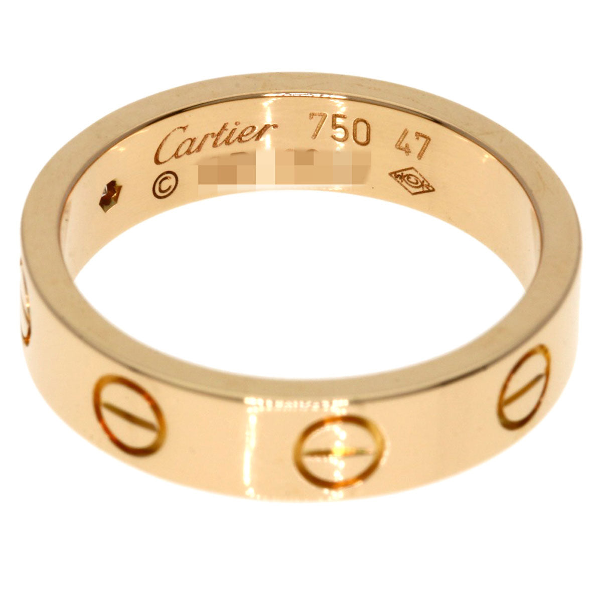 CARTIER mini love ring 1P Diamond #47 Ring K18 Pink Gold Ladies [Used]