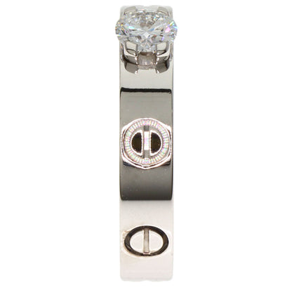 CARTIER mini love solitaire Diamond #50 Ring K18 White Gold Ladies [Used]
