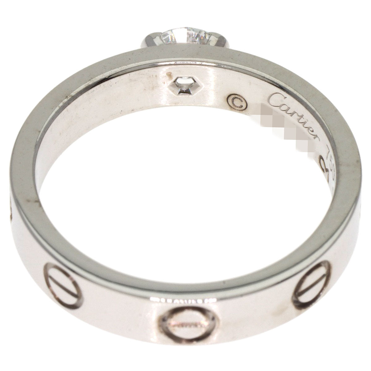 CARTIER mini love solitaire Diamond #50 Ring K18 White Gold Ladies [Used]