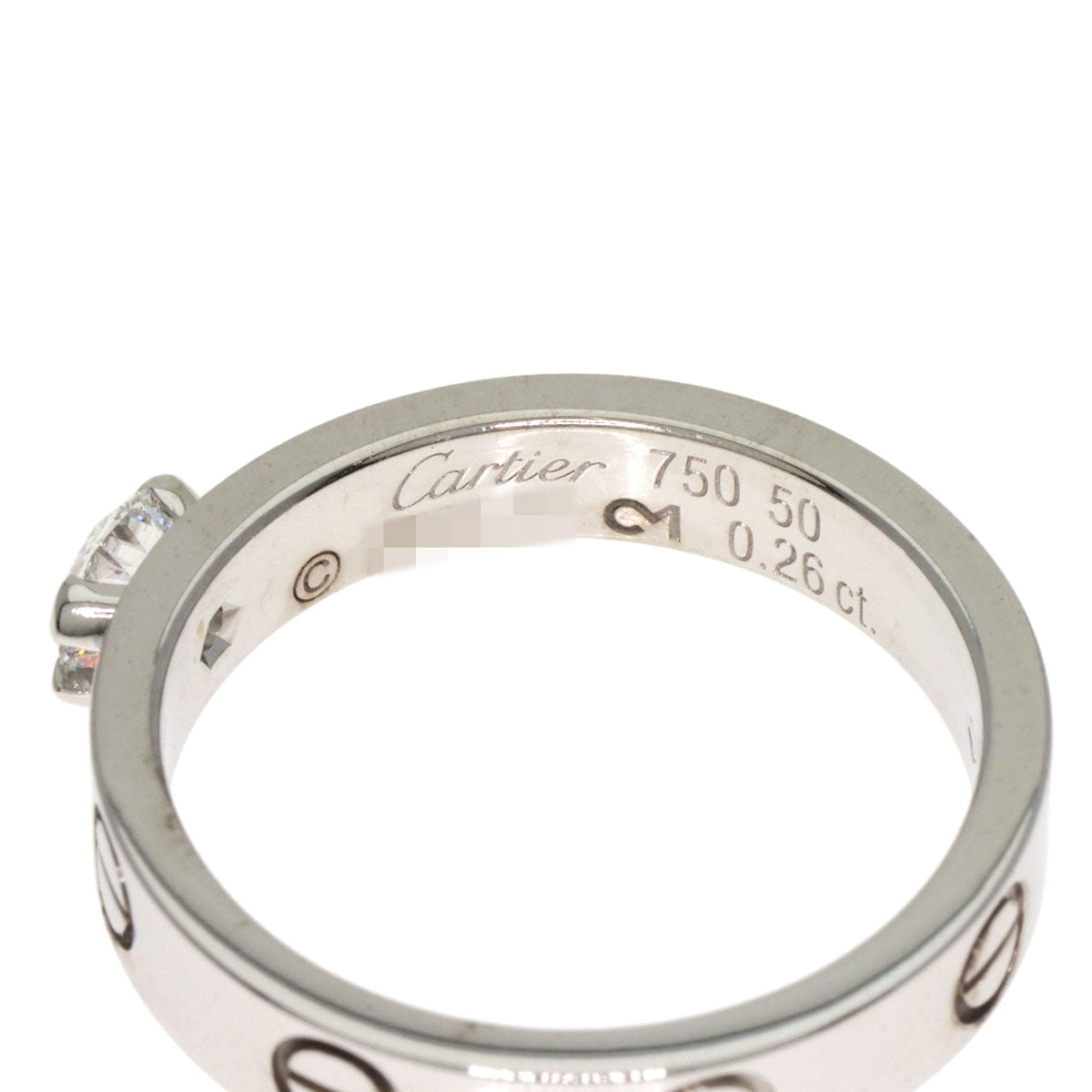 CARTIER mini love solitaire Diamond #50 Ring K18 White Gold Ladies [Used]