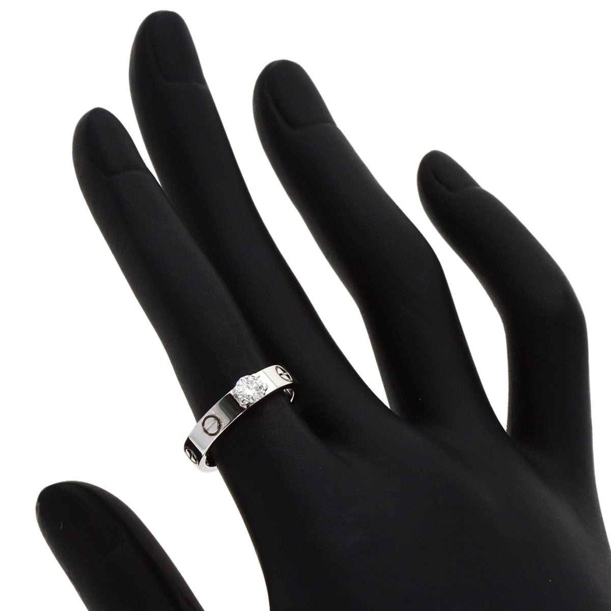 CARTIER mini love solitaire Diamond #50 Ring K18 White Gold Ladies [Used]