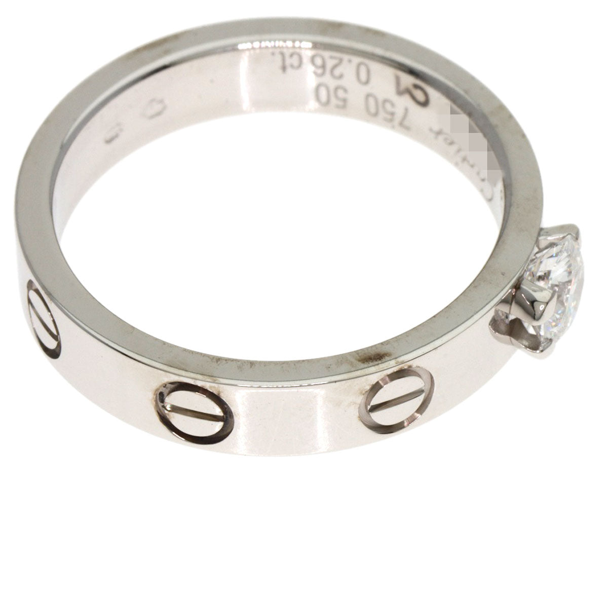 CARTIER mini love solitaire Diamond #50 Ring K18 White Gold Ladies [Used]
