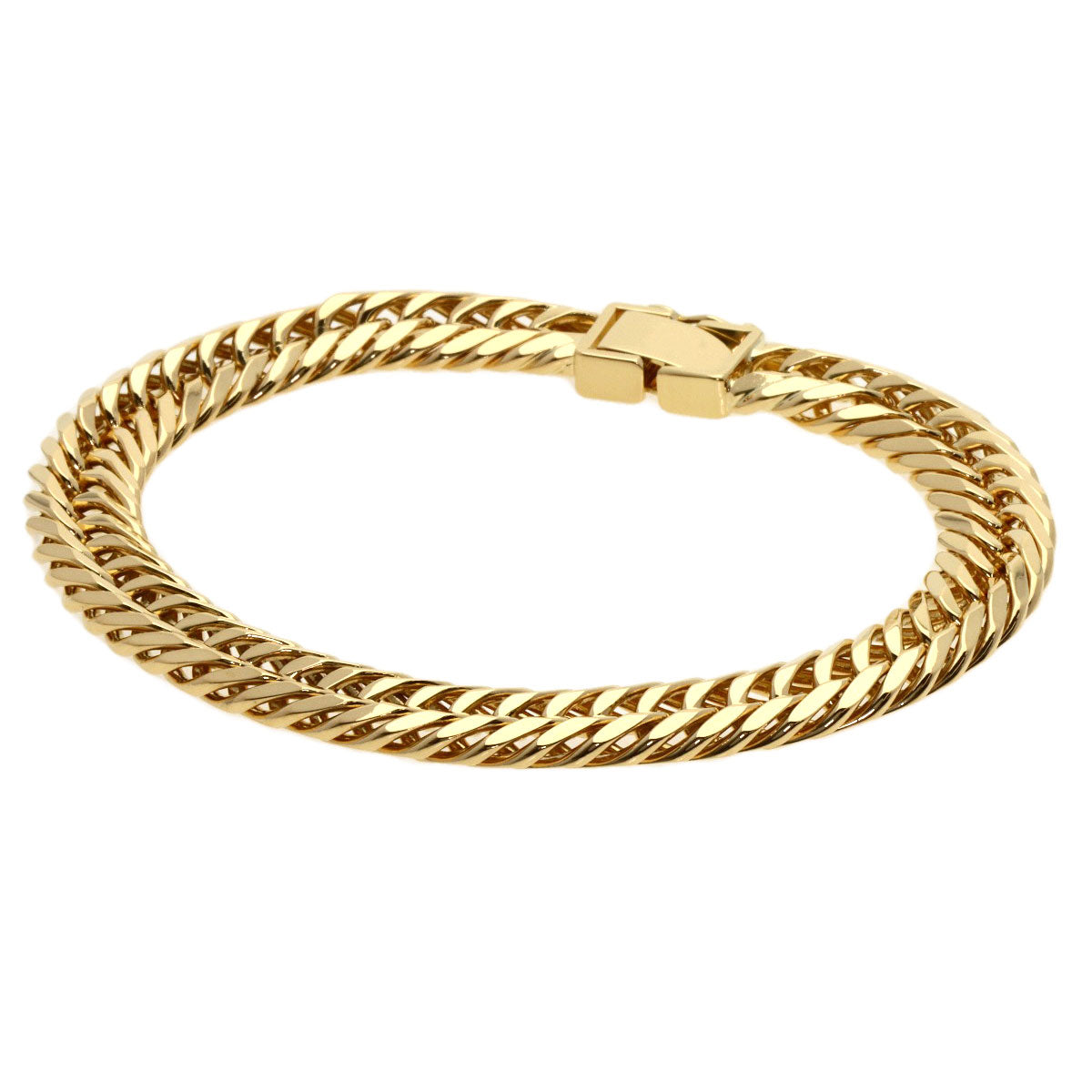 Curb chain Kihei W6 side Bracelet K18 Yellow Gold 51.8g　mens