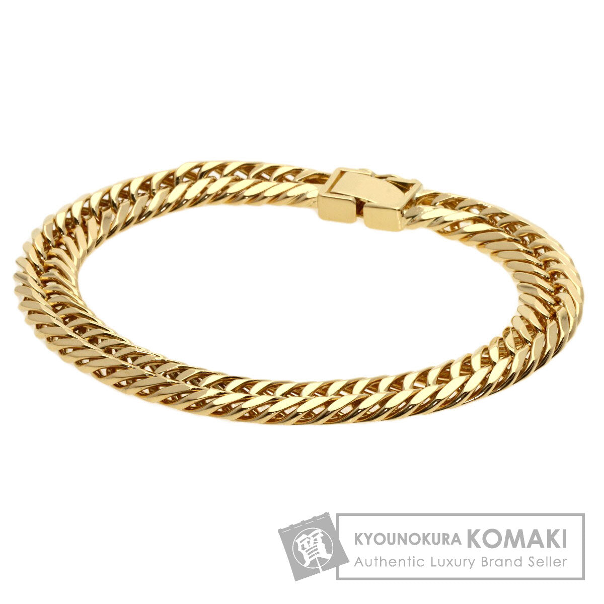 Curb chain Kihei W6 side Bracelet K18 Yellow Gold 51.8g　mens