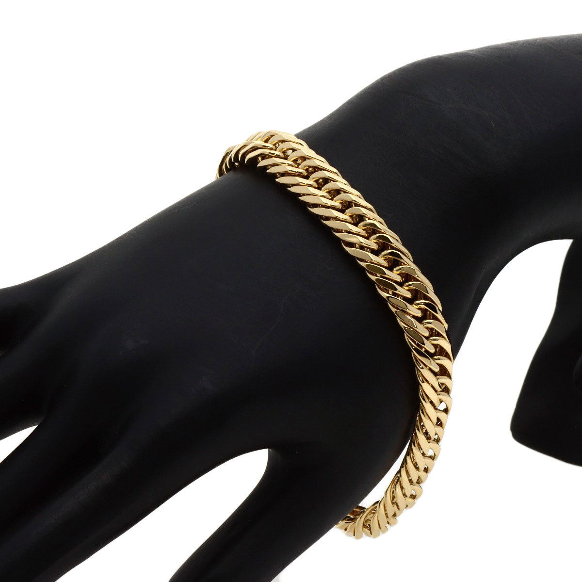 Curb chain Kihei W6 side Bracelet K18 Yellow Gold 51.8g　mens
