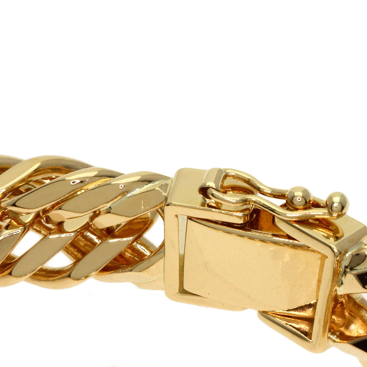 Curb chain Kihei W6 side Bracelet K18 Yellow Gold 51.8g　mens