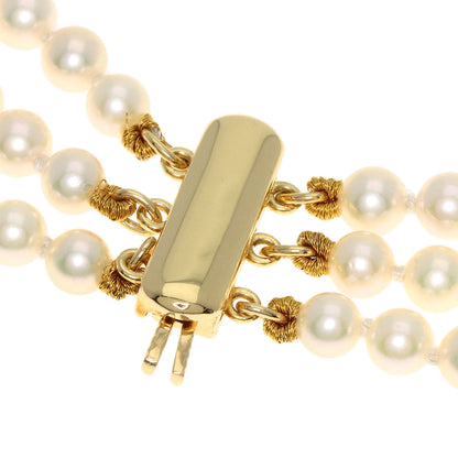 MIKIMOTO Baby Pearl Pearl Diamond 3 Strand Necklace K18 Yellow Gold Ladies [Used]