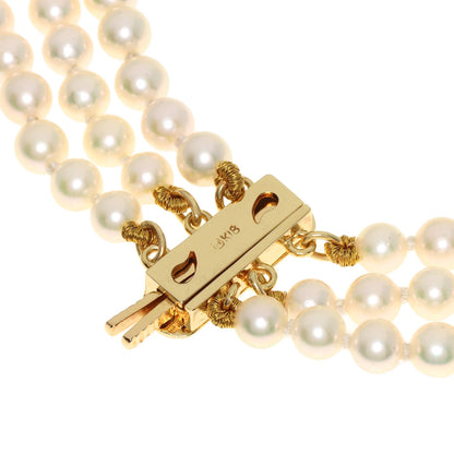MIKIMOTO Baby Pearl Pearl Diamond 3 Strand Necklace K18 Yellow Gold Ladies [Used]
