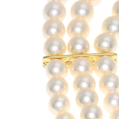 MIKIMOTO Baby Pearl Pearl Diamond 3 Strand Necklace K18 Yellow Gold Ladies [Used]