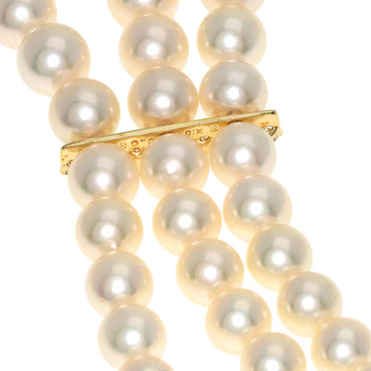 MIKIMOTO Baby Pearl Pearl Diamond 3 Strand Necklace K18 Yellow Gold Ladies [Used]