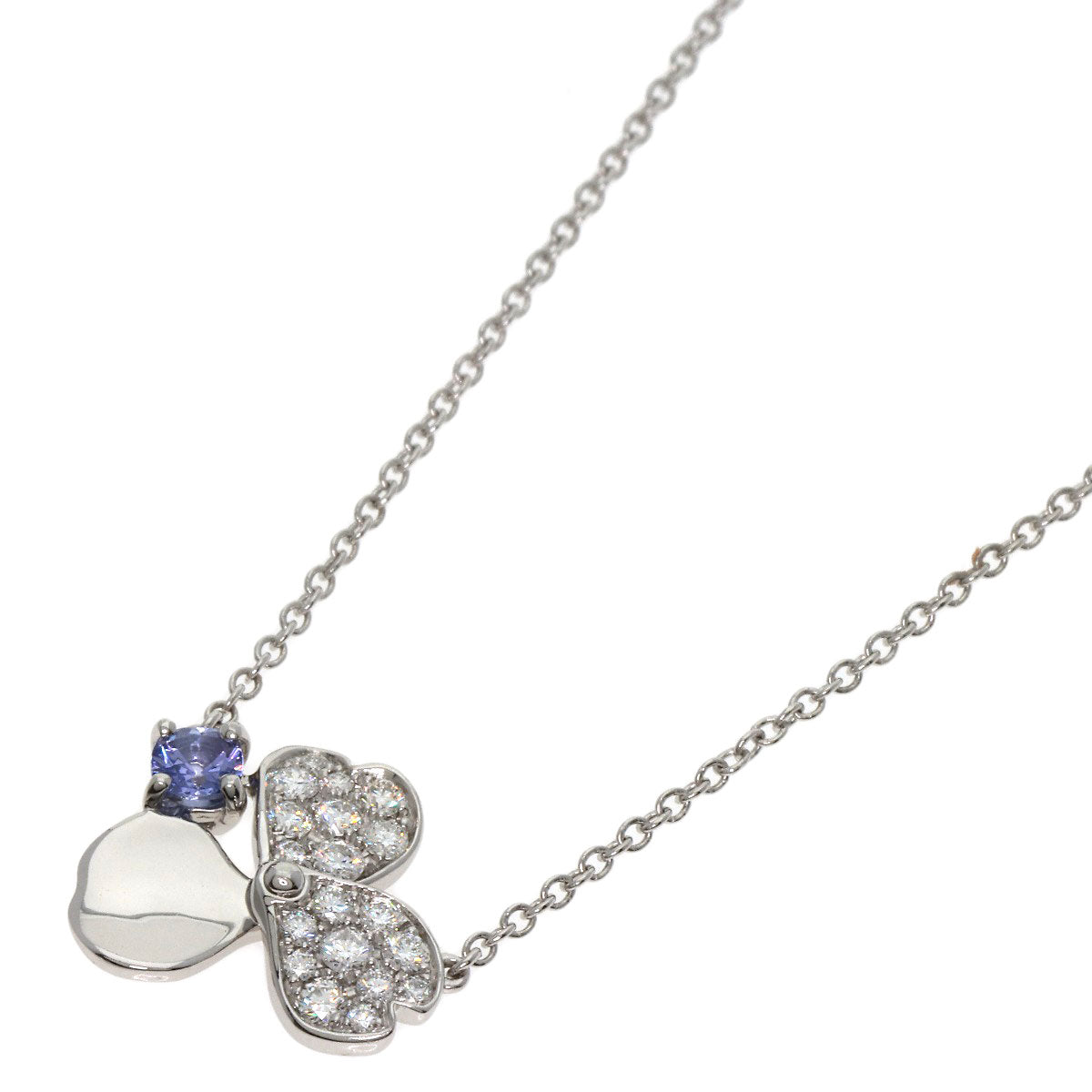TIFFANY&Co. Paper Flower Mini 1P Tanzanite Pavé Diamond Necklace Platinum PT950 Ladies [Used]