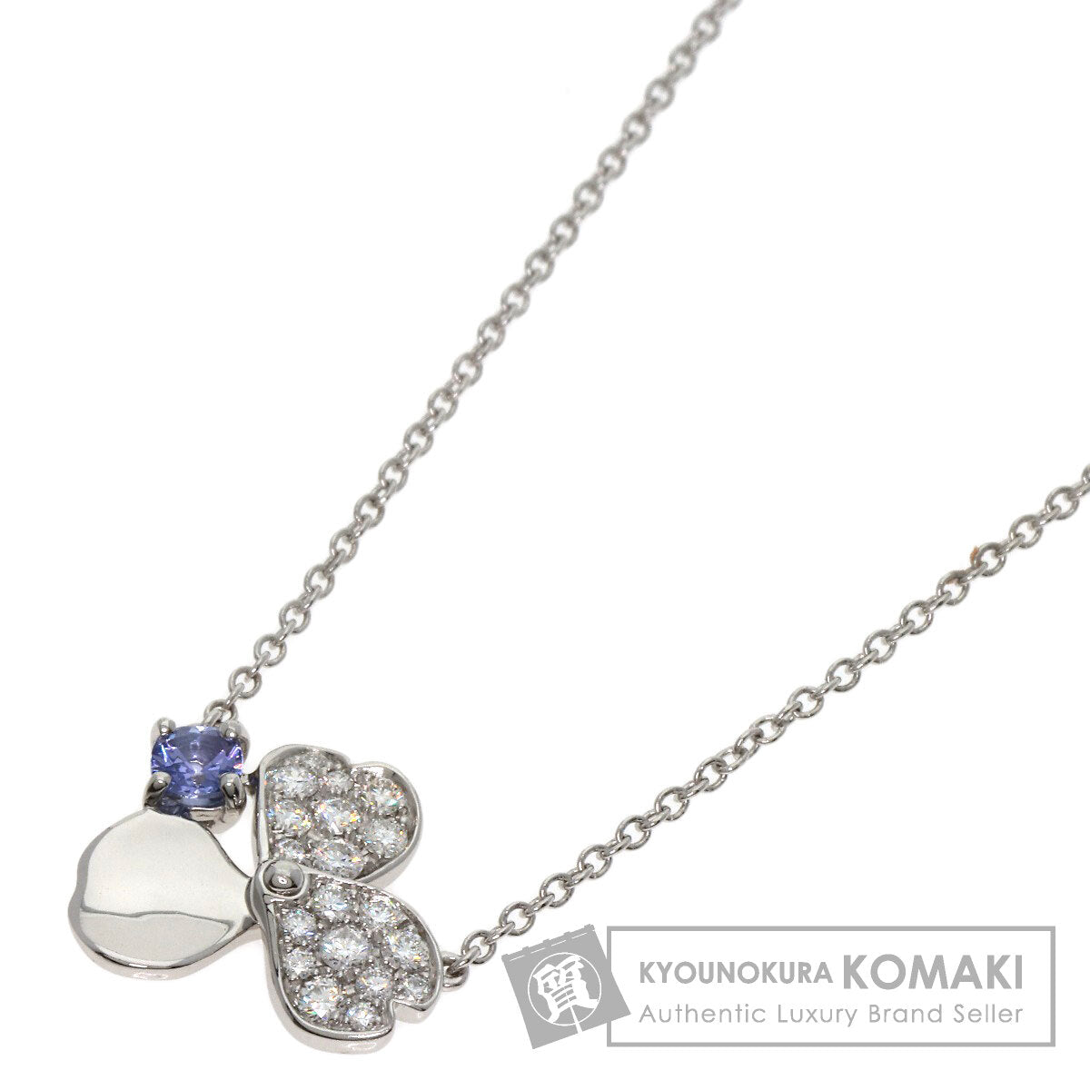 TIFFANY&Co. Paper Flower Mini 1P Tanzanite Pavé Diamond Necklace Platinum PT950 Ladies [Used]