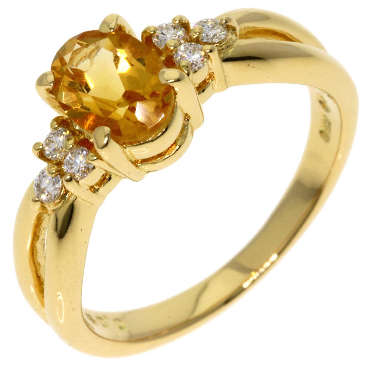 TASAKI Citrin Diamond Ring K18 Yellow Gold Ladies [Used]