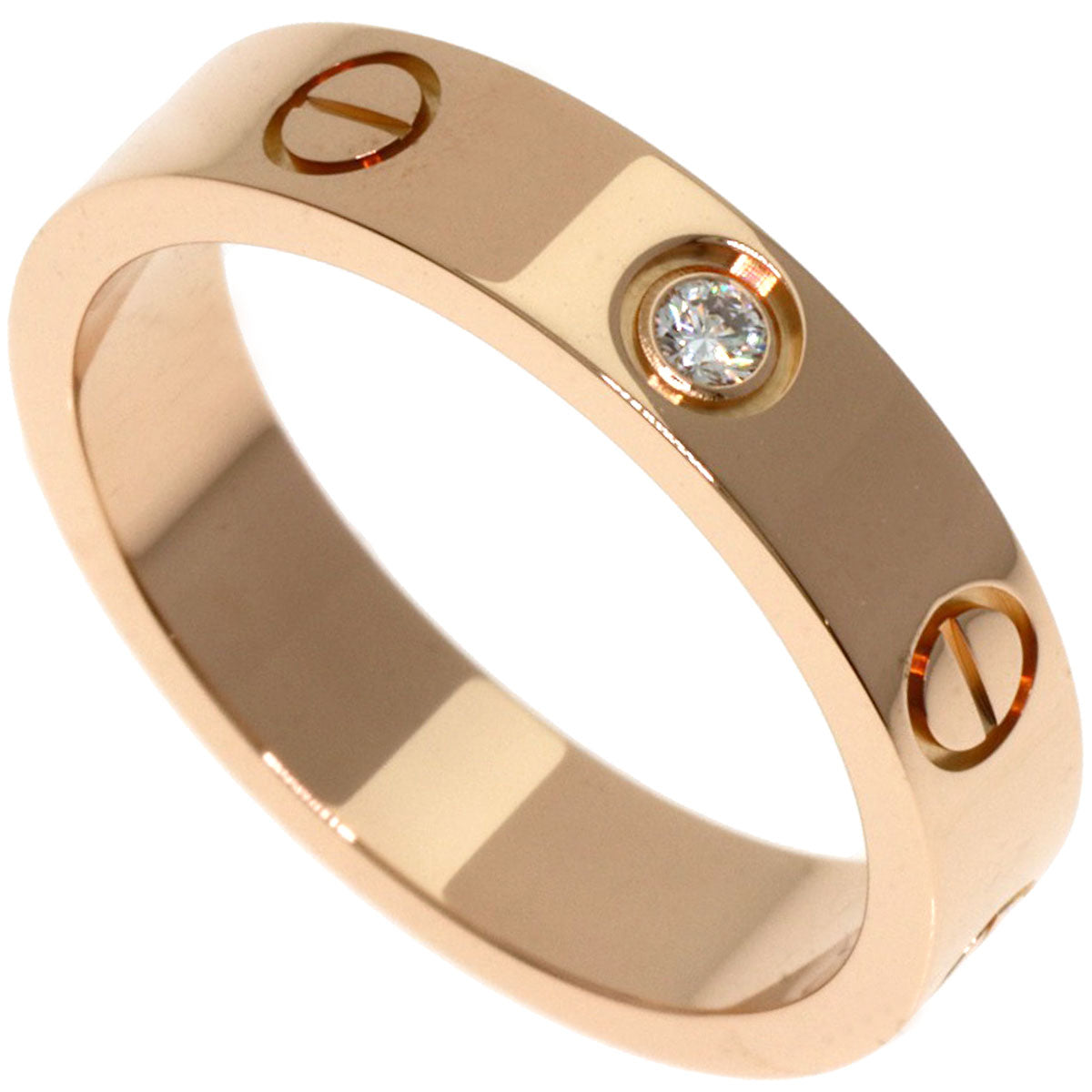 CARTIER Mini love ring 1P Diamond #49 Ring K18 Pink Gold Ladies [Used]