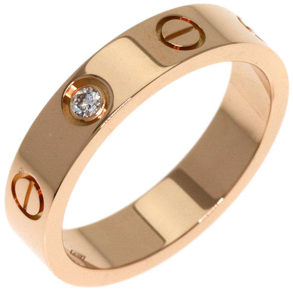 CARTIER Mini love ring 1P Diamond #49 Ring K18 Pink Gold Ladies [Used]