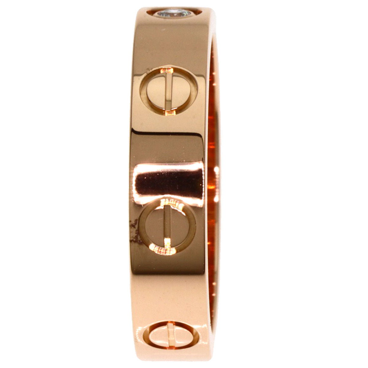 CARTIER Mini love ring 1P Diamond #49 Ring K18 Pink Gold Ladies [Used]