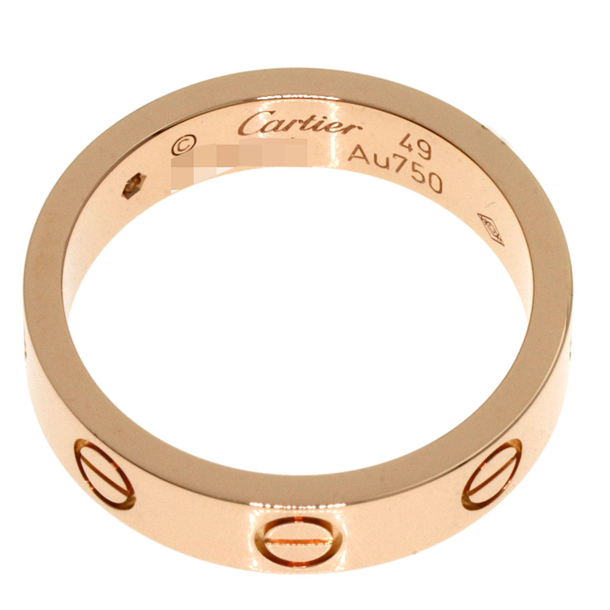 CARTIER Mini love ring 1P Diamond #49 Ring K18 Pink Gold Ladies [Used]