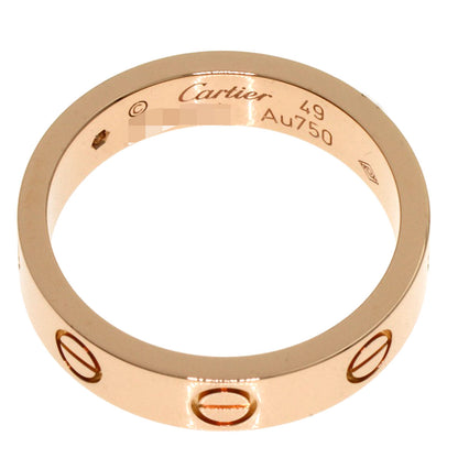 CARTIER Mini love ring 1P Diamond #49 Ring K18 Pink Gold Ladies [Used]