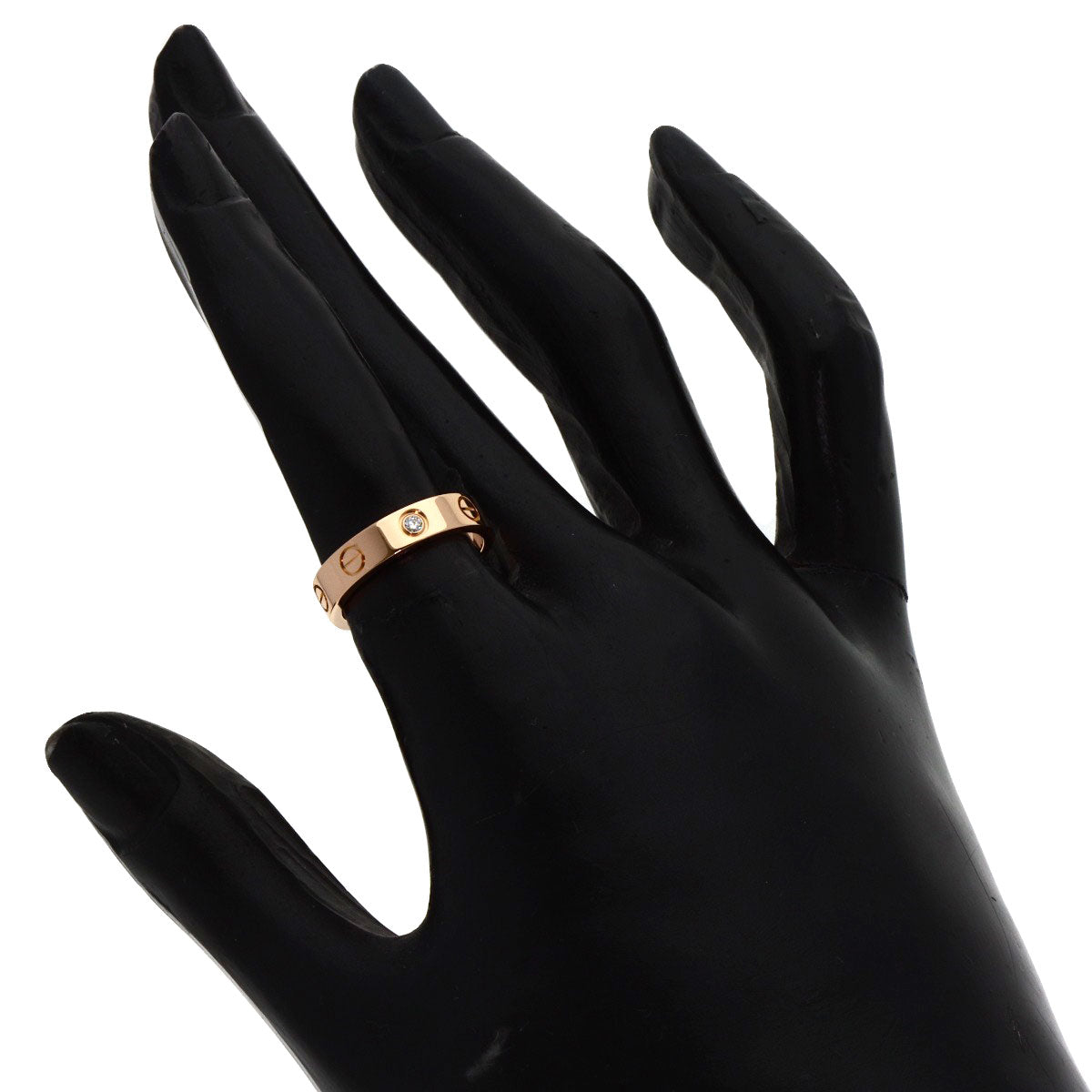 CARTIER Mini love ring 1P Diamond #49 Ring K18 Pink Gold Ladies [Used]