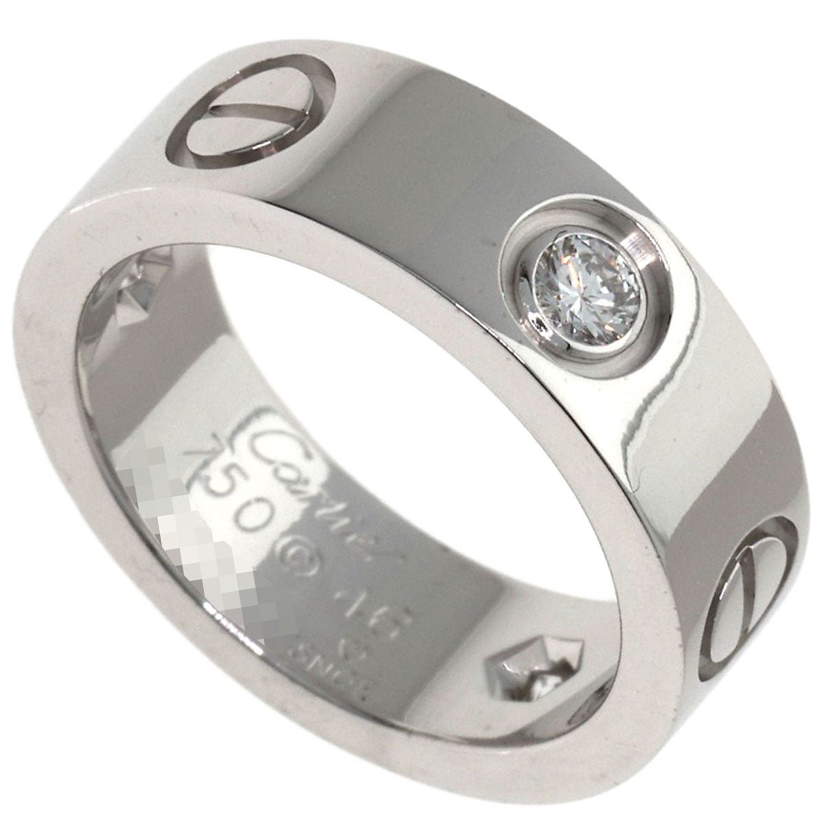 CARTIER love ring half Diamond #46 Ring K18 White Gold Ladies [Used]