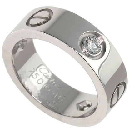 CARTIER love ring half Diamond #46 Ring K18 White Gold Ladies [Used]