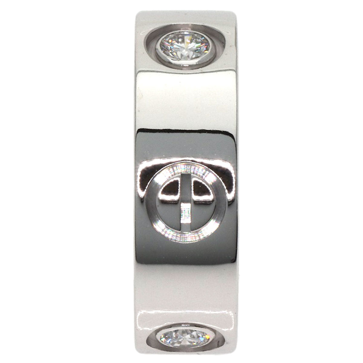 CARTIER love ring half Diamond #46 Ring K18 White Gold Ladies [Used]