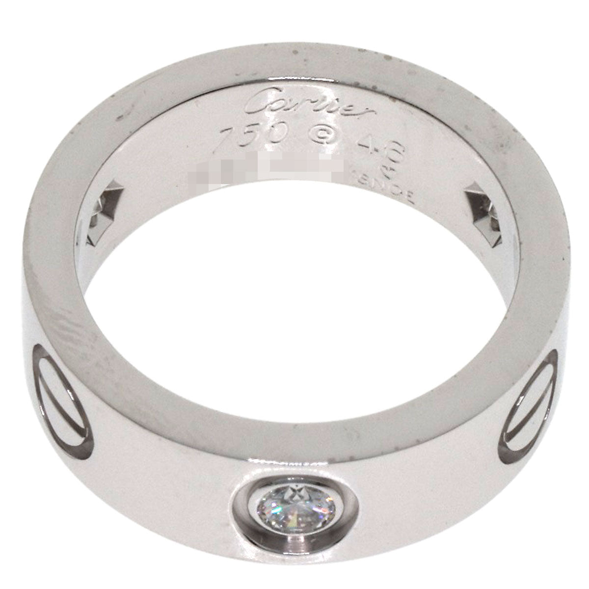 CARTIER love ring half Diamond #46 Ring K18 White Gold Ladies [Used]