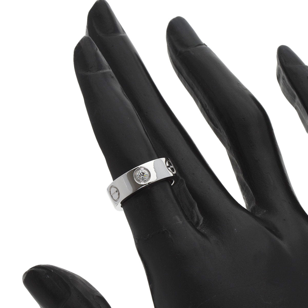 CARTIER love ring half Diamond #46 Ring K18 White Gold Ladies [Used]