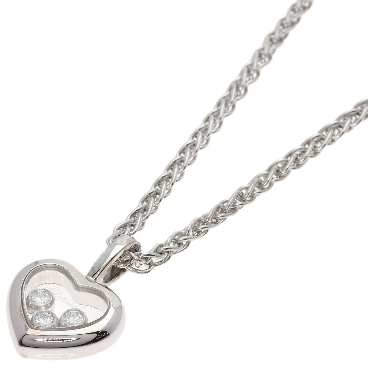 Chopard Happy diamond heart Necklace K18 White Gold Ladies [Used]