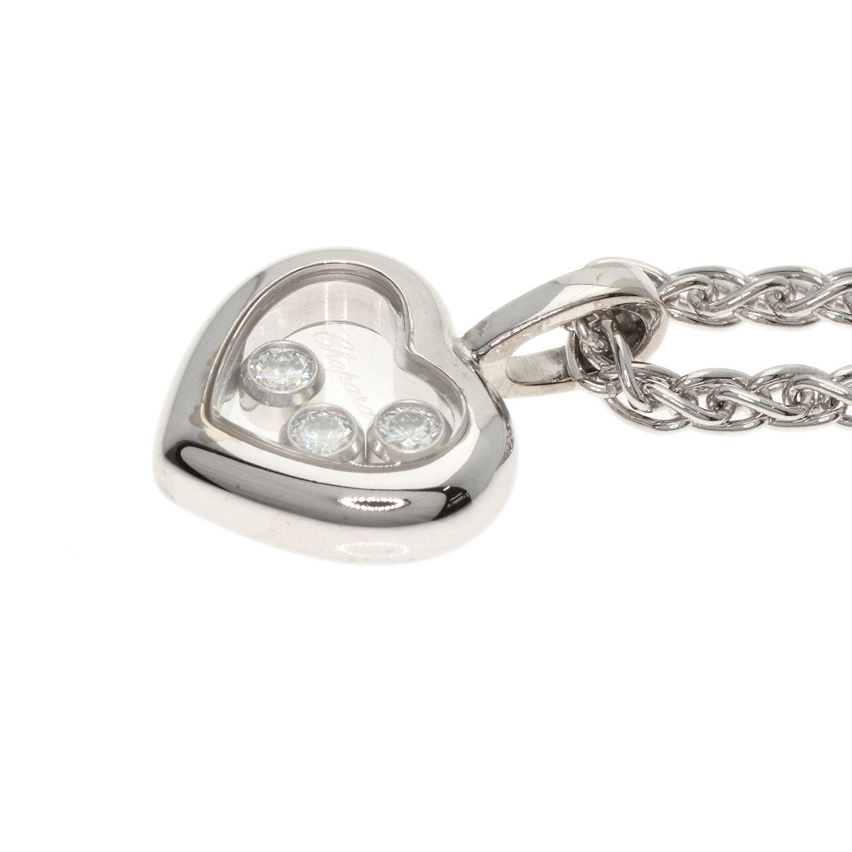 Chopard Happy diamond heart Necklace K18 White Gold Ladies [Used]