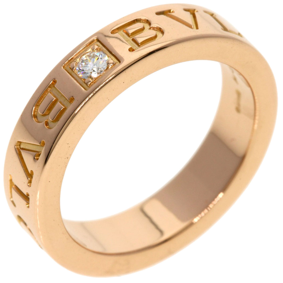 BVLGARI Double logo 1P Diamond Ring K18 Pink Gold Ladies [Used]