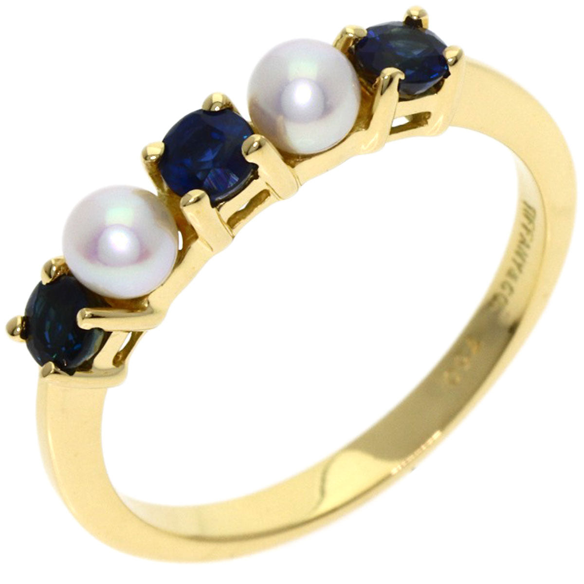 TIFFANY&Co. Baby Pearl Sapphire Ring K18 Yellow Gold Ladies [Used]