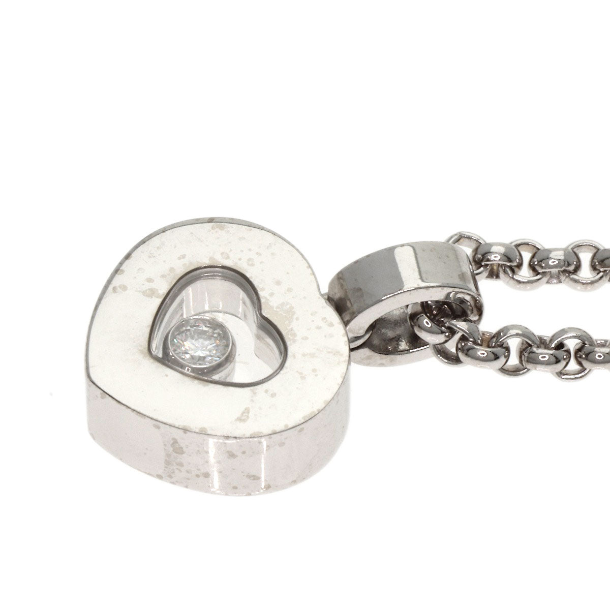 Chopard Heart 1P Happy diamond Necklace K18 White Gold Ladies [Used]