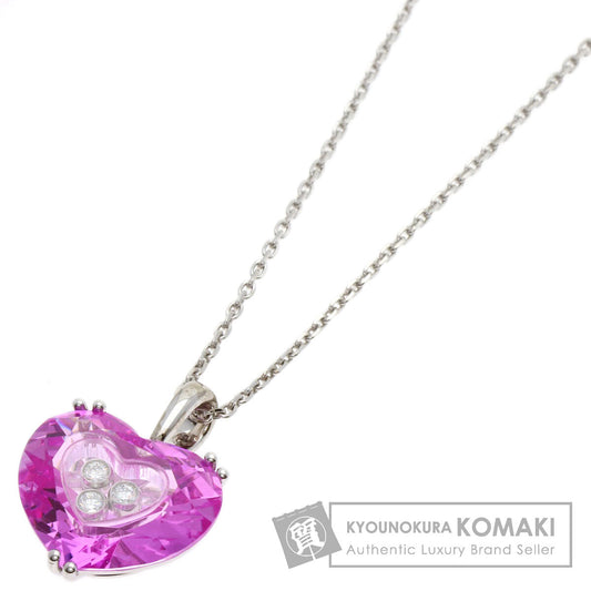 Chopard So Happy Diamond Heart Crystal Necklace K18 White Gold Ladies [Used]
