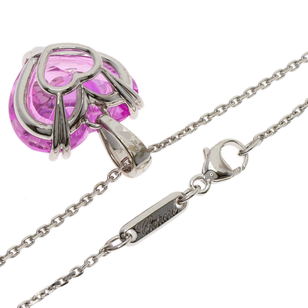 Chopard So Happy Diamond Heart Crystal Necklace K18 White Gold Ladies [Used]